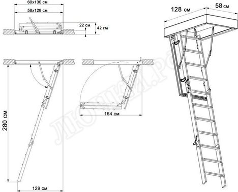 Чердачная лестница Fakro LTK Thermo 600*1300*2800 Чердачная лестница Fakro LTK Thermo 600*1300*2800