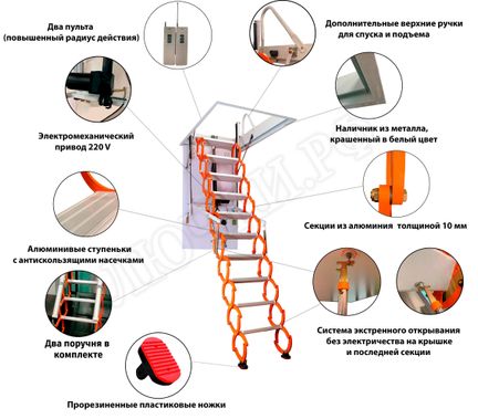 Чердачная лестница LRF Elektra Aluminum 700*1200*2700-3050 Чердачная лестница LRF Elektra Aluminum 700*1200*2700-3050