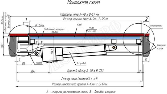 Напольный люк с электроприводом 750*1100 Напольный люк с электроприводом 750*1100