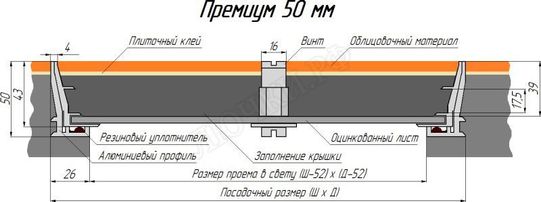 Напольный люк Премиум 50 мм 750*900 Напольный люк Премиум 50 мм 750*900